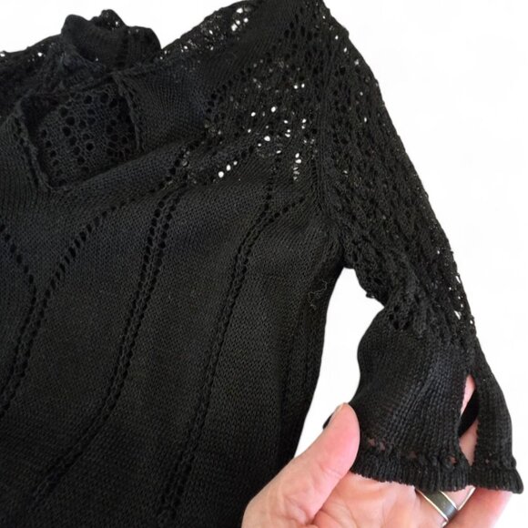 Banana Republic Womens Small Linen Blend Open Crochet Pattern Dress Over Spaghet - Picture 4 of 9